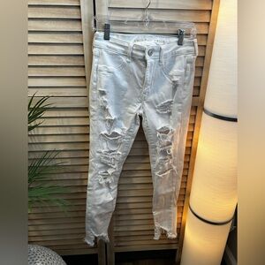 American Eagle Distressed White Jeans